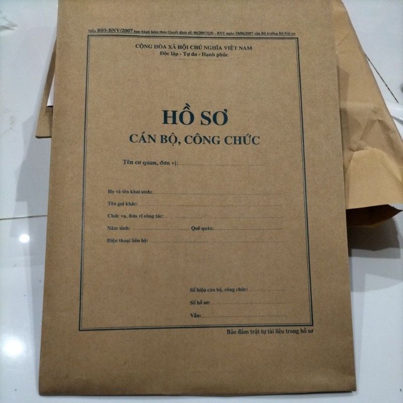 10 Bì Hồ Sơ Cán Bộ Công Chức giấy dày,đáy 3cm
