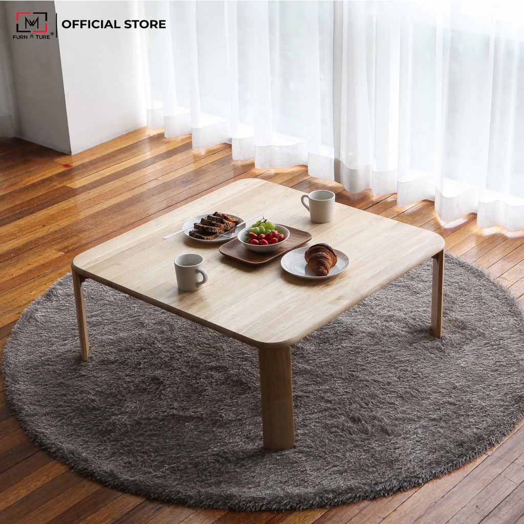 Bàn trà sofa C table chân gấp gọn gỗ cao su xuất khẩu hàn quốc thương hiệu MW FURNITURE
