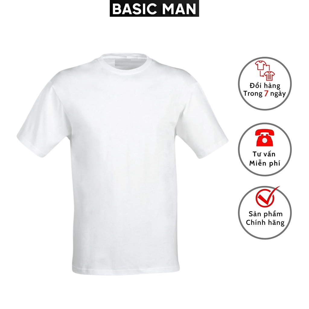 Áo phông nam tay ngắn BASIC MAN vải cotton bông cổ tròn form rộng thoáng mát - APN BM 001