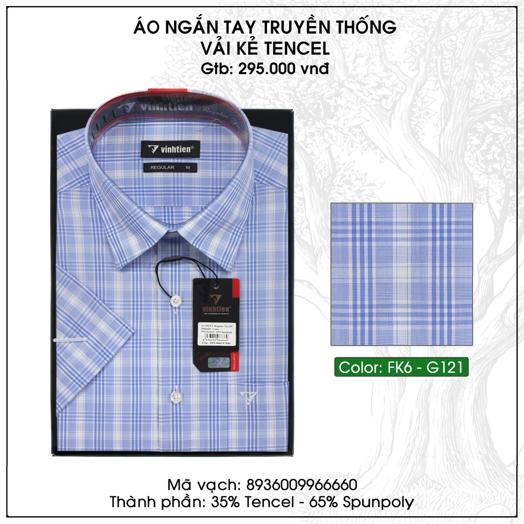 Áo Sơ Mi Ngắn Tay Sọc Caro Vạt Bầu Vĩnh Tiến 295 | BigBuy360 - bigbuy360.vn