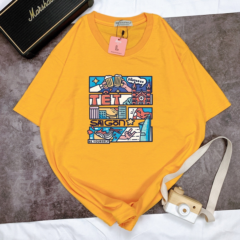 Áo Thun Tay Ngắn Unisex Đủ Size M L XL - TẾT SAIGON