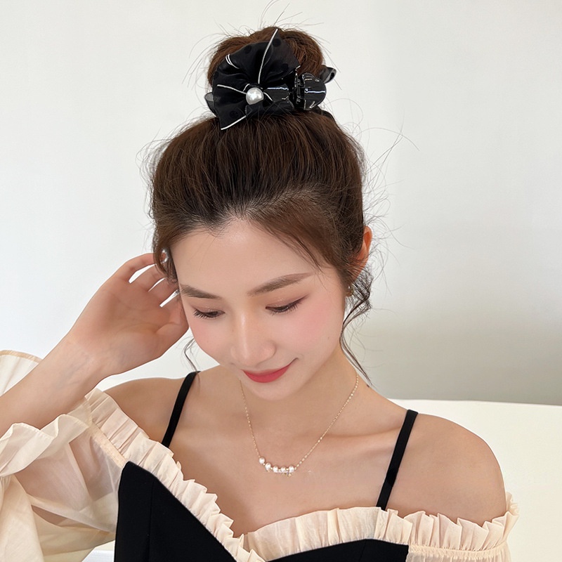 Kẹp Tóc Đính Nơ Lưng Đính Ngọc Trai Cá Tính Phong Cách Hàn Quốc Dành Cho Nữ