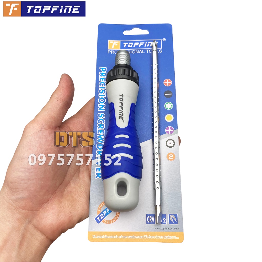 Tô vít nấc 2 đầu dài 180mm trợ lực tự động TOP FINE, tua vít đa năng đảo chiều có nam châm thép S2 cứng sửa chữa nhà cửa