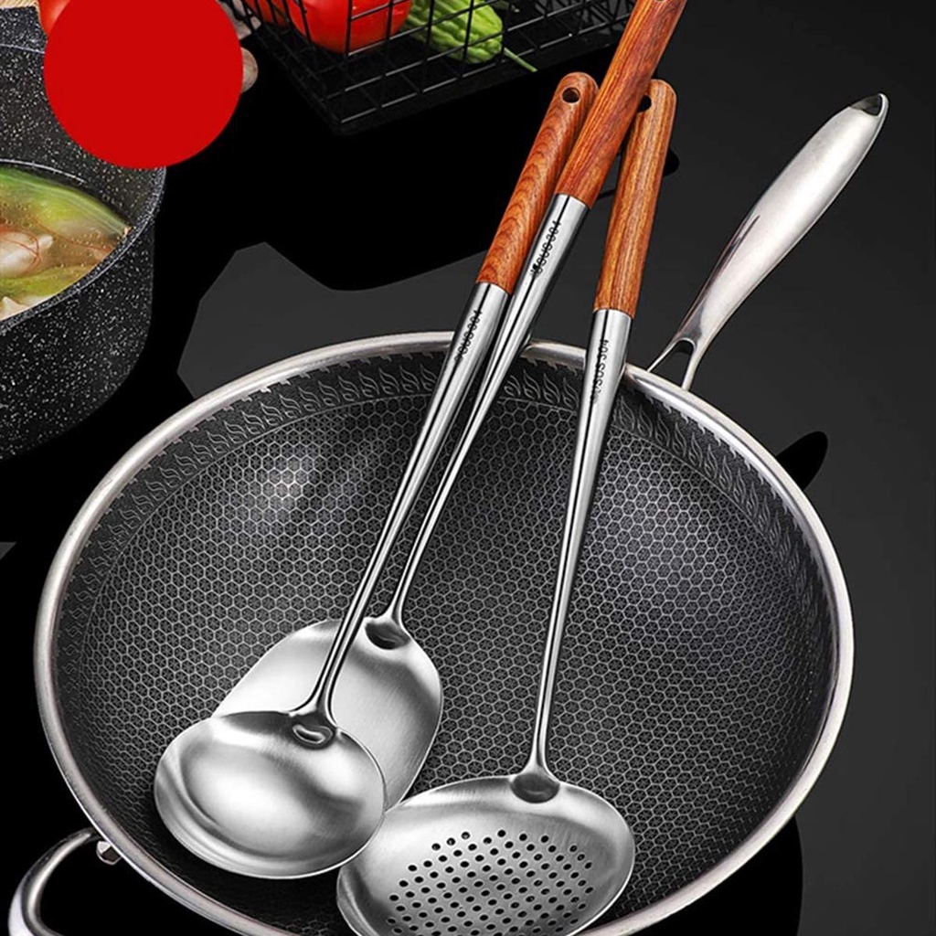 Muỗng Múc Canh Cán Gỗ Thanh Lịch