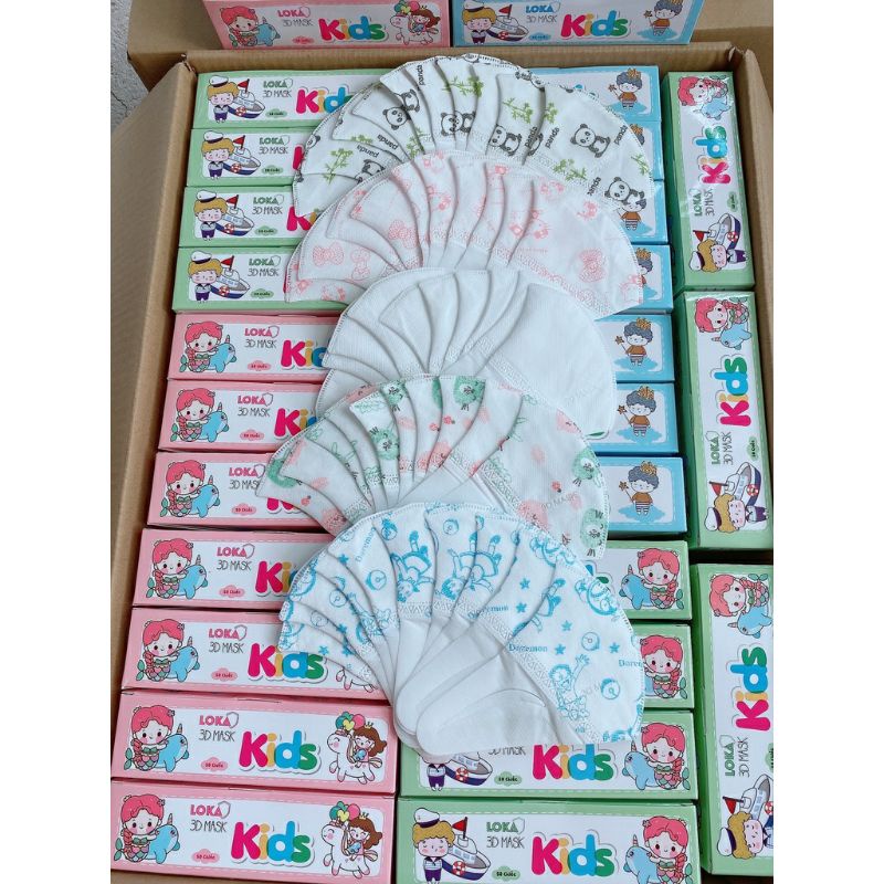 [TRÌNH LÀNG MẪU MỚI] COMBO 50 CHIẾC KHẨU TRANG CAO CẤP CHO BÉ YÊU TỪ 2 ĐẾN 10 TUỔI LOKA 3D MASK KID CÔNG NGHỆ NHẬT BẢN