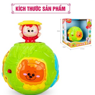 Đồ chơi phát triển vận động - Bóng lăn tập bò cho bé có nhạc kèm chú khỉ ú òa vui nhộn - Winfun 0778