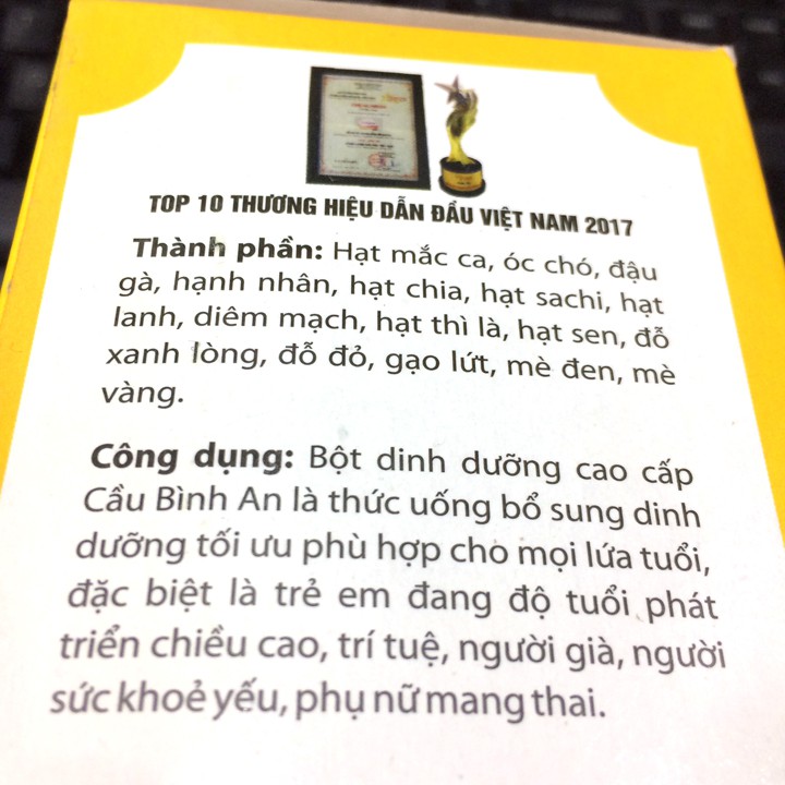 Ngũ cốc lợi sữa cao cấp Cầu Bình An - Dinh dưỡng cao cấp dành cho mọi lứa tuổi - 100% từ thiên nhiên - hộp màu vàng