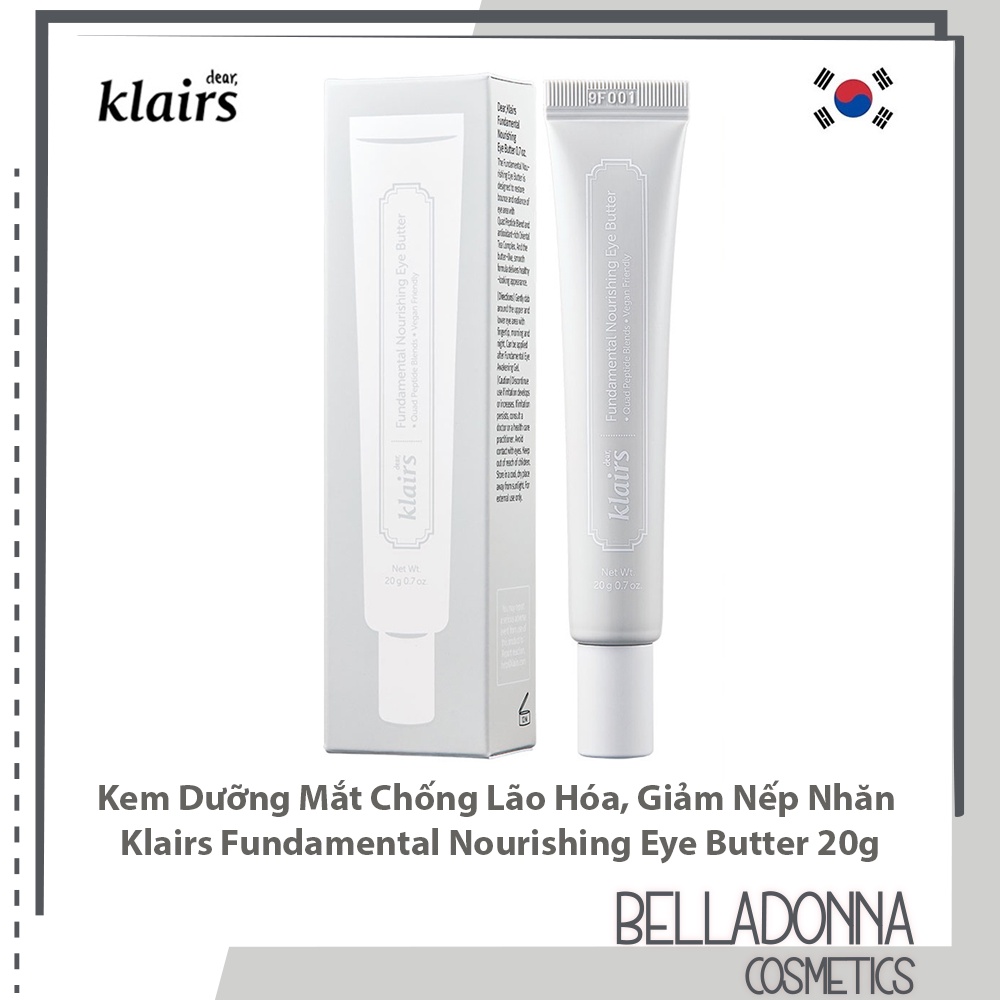 [CHÍNH HÃNG] Kem Dưỡng Mắt Ngừa Lão Hóa, Giảm Nếp Nhăn Klairs Fundamental Nourishing Eye Butter 20g