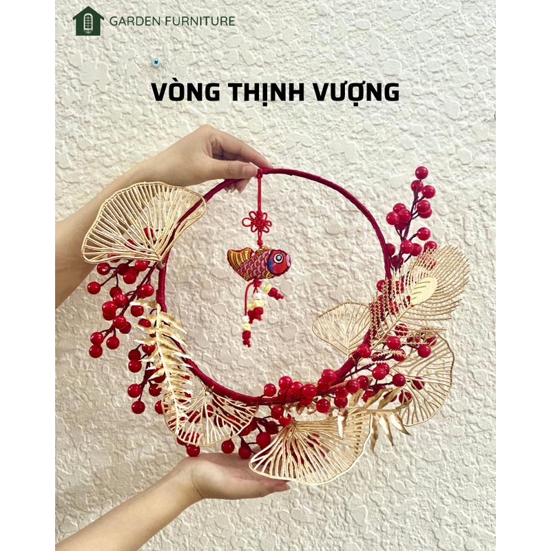 [ GIÁ RẺ THỊ TRƯỜNG ] Vòng trang trí treo cửa phụ kiện hoa đào đông đỏ, treo trước cửa, tiền sảnh mang may mắn tài lộc