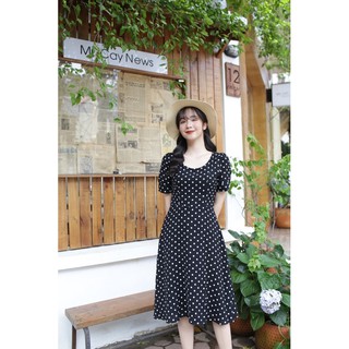Váy chấm bi đen
