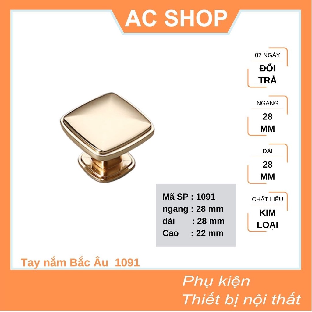 Tay nắm cửa tủ Bắc Âu hợp kim mạ vàng gold cao cấp - tay nắm Châu Âu 1091 - SHOP THỢ