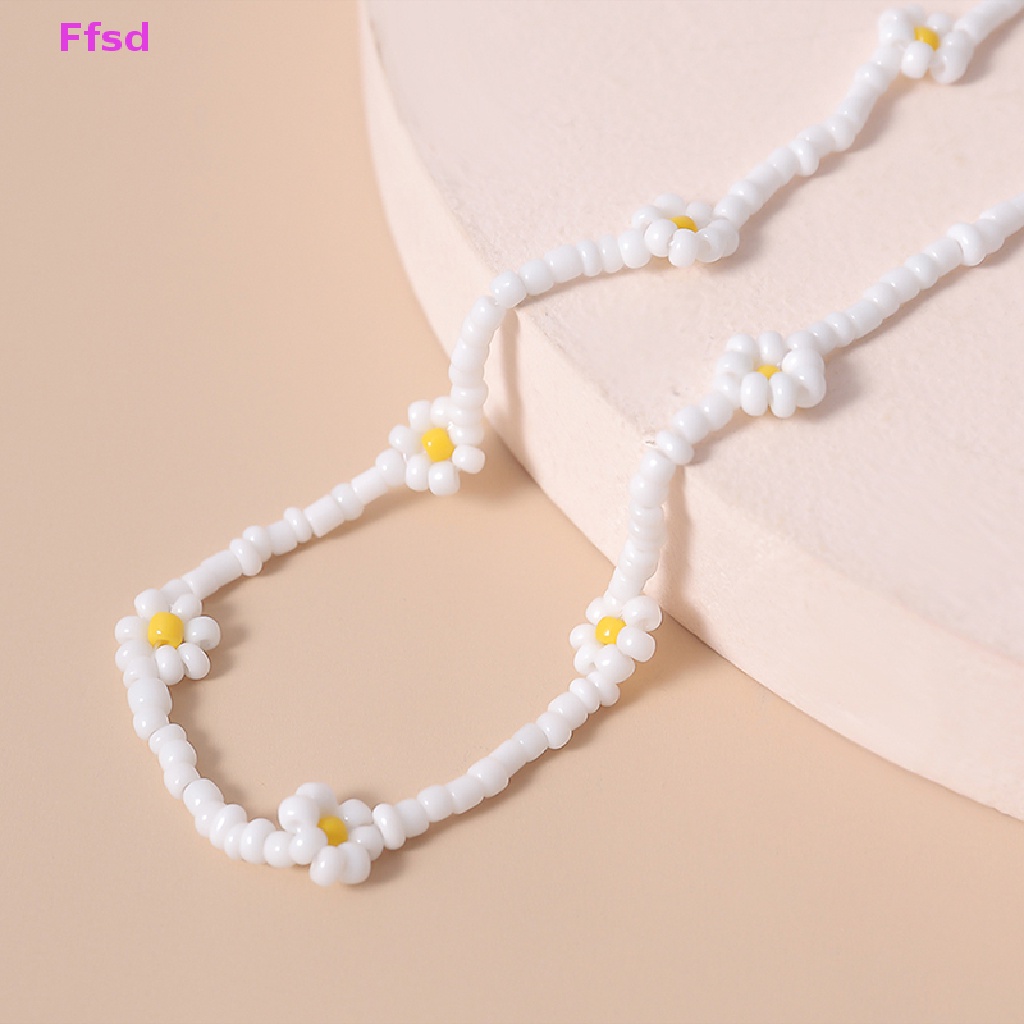 {Ffsd} Vòng Cổ Choker Xỏ Hạt Hình Hoa Cúc Handmade Phong Cách Bohemian Dành Cho Nữ