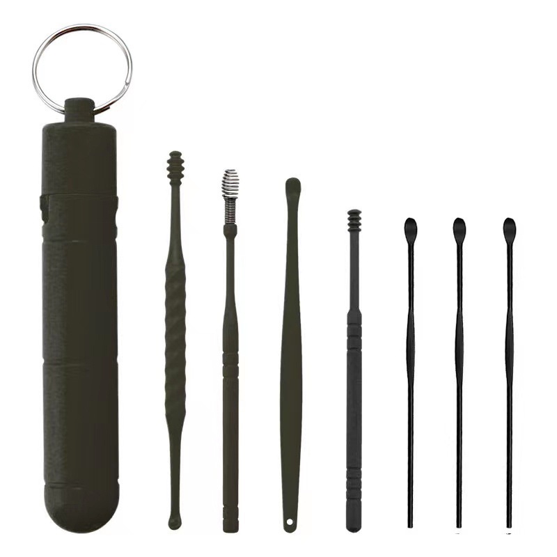 Set 7 Dụng Cụ Lấy Ráy Tai Bằng Thép Không Gỉ Có Thể Tái Sử Dụng