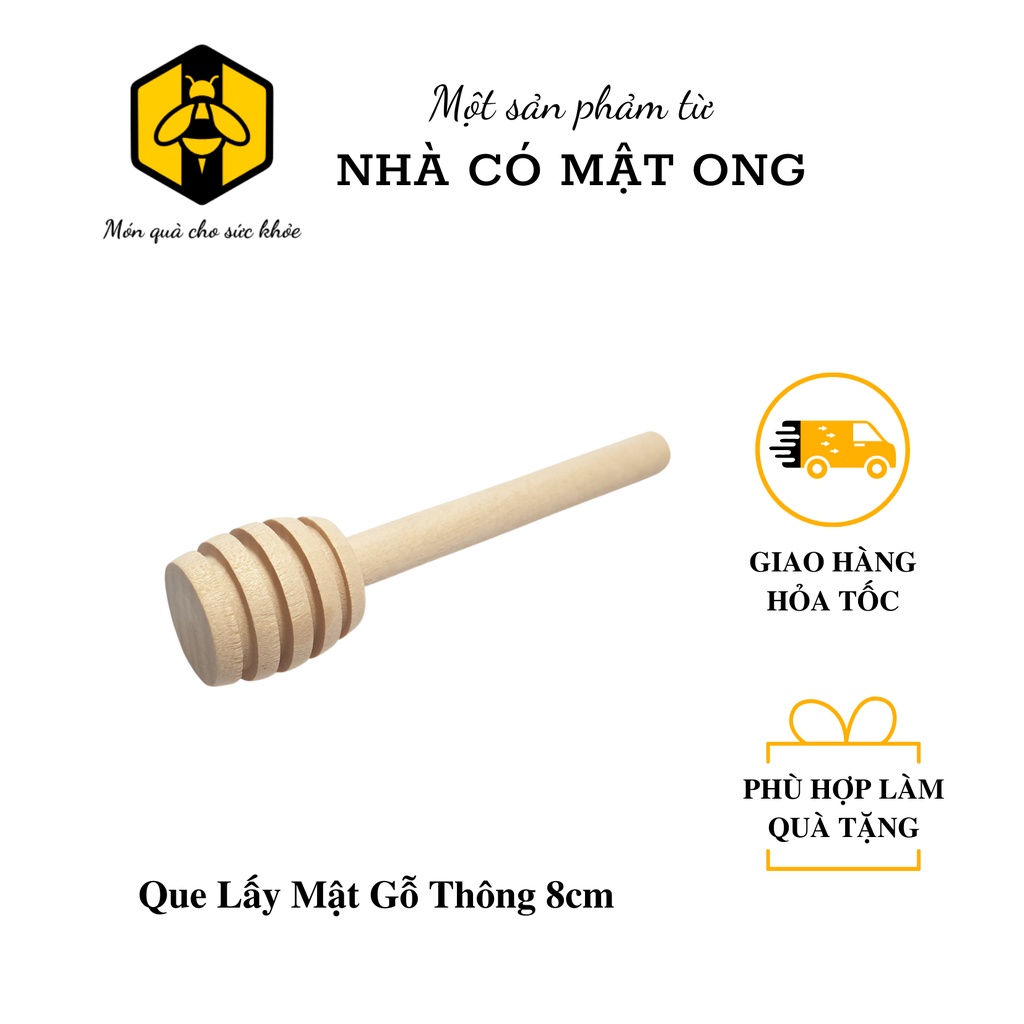 Que lấy mật ong gỗ thông dài 8cm