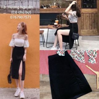 55-95kg Bigsize CHÂN VÁY ĐEN XẺ TÀ THẦN THÁNH