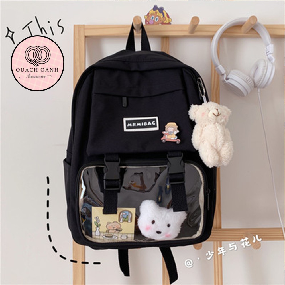 Balo nữ cặp sách MRMIBAG phối ngăn trong nhiều ngăn học sinh sinh viên ulzzang Hàn Quốc – BALO03