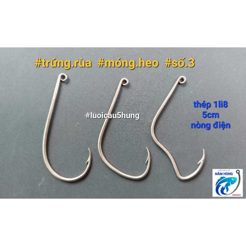 Lưỡi câu cá lóc siêu nhạy, thép trắng 1li8, nòng điện