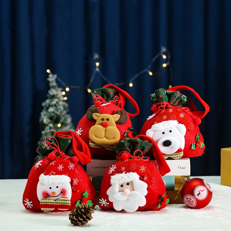 Túi Đựng Kẹo Bằng Vải Lanh Hình Ông Già Noel Giáng Sinh Mới 2022