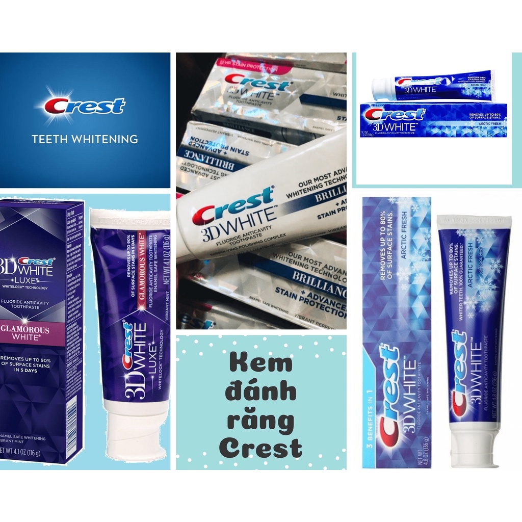 Kem đánh răng Crest 3D White Brilliance &amp; Scope Mỹ chính hãng trắng răng - Shop Viloet