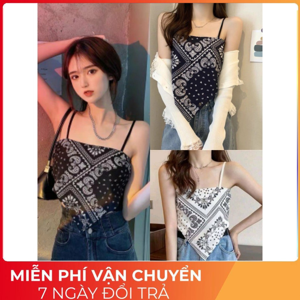 Áo 2 Dây Nữ Thổ Cẩm Họa Tiết ,Yếm Nữ Họa Tiết In Chất Borip 2 Màu B004 - zeni69 store
