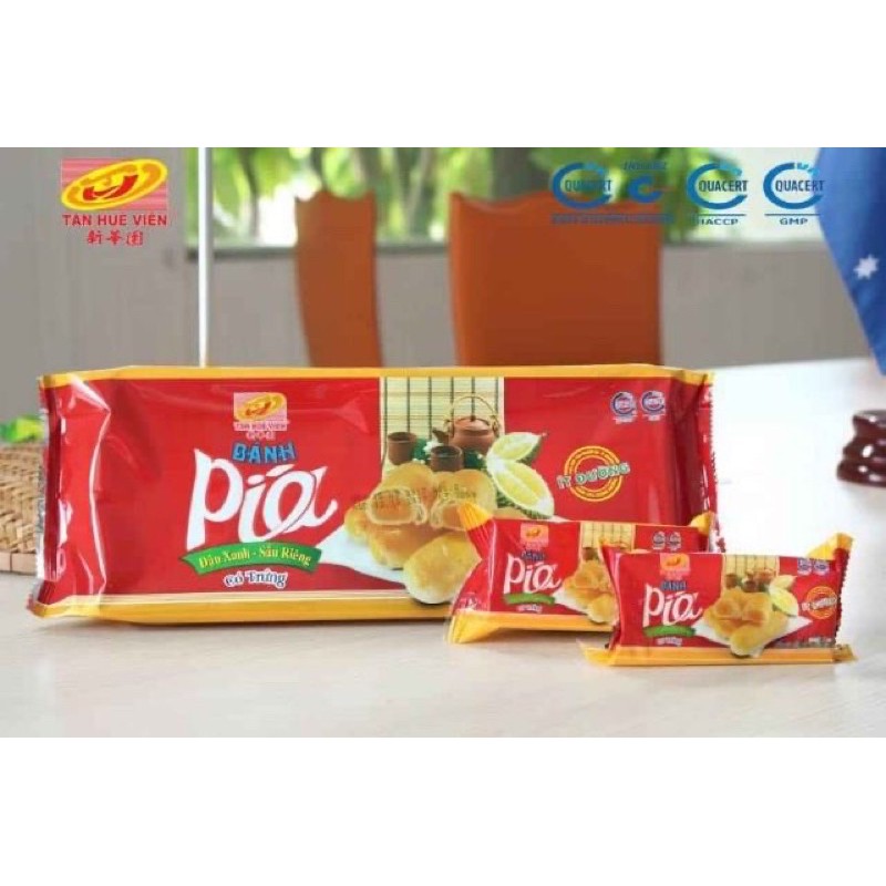 Bánh pía ít đường đậu xanh sầu riêng Tân Huê Viên có trứng