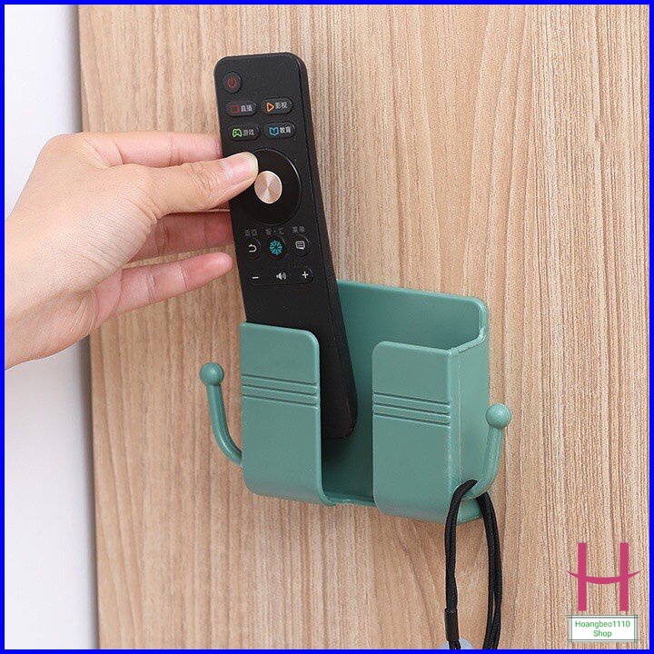 Giá Kệ Dán Tường Để Điện Thoại,Điều Khiển Thông Minh Có 2 Móc Treo Tiện Lợi,Khay Dán Tường Đa Năng Việt Nhật
