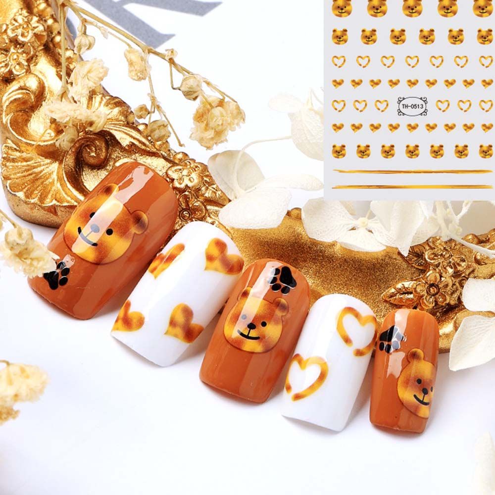 [Hàng mới về] Miếng dán trang trí móng hình hổ con giáp năm mới 3d thời trang