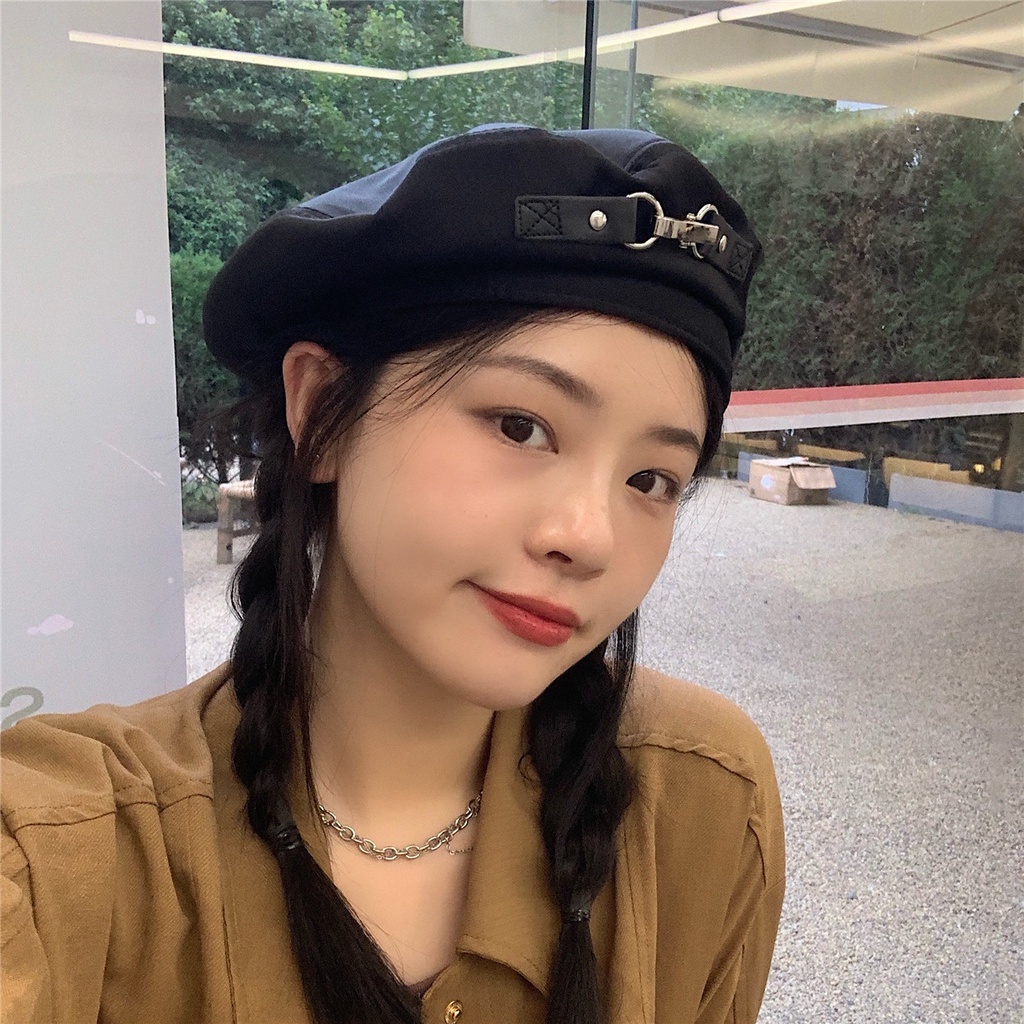 Nón Nồi Beret Phối Khuy Móc Kẹp Xinh Xắn Mũ Hoạ Sĩ L2169