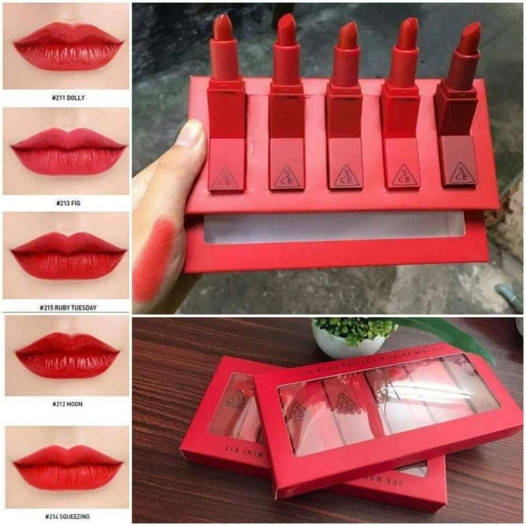 Combo 5 thỏi son 3-C.E red mini