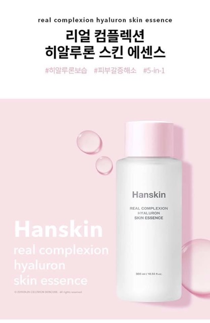Tinh chất dưỡng ẩm chống lão hoá Hanskin Real Complexion Hyaluron Skin Essence 300ml
