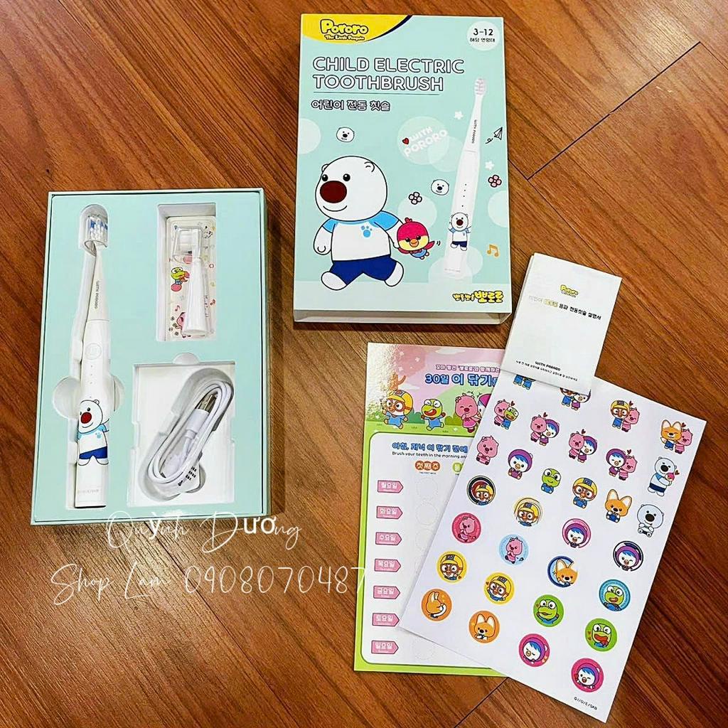 Set bàn chải điện Pororo cho bé Hàn Quốc