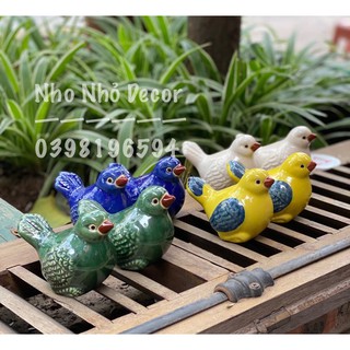 Đôi chim nhỏ xinh bày biện trang trí decor các góc nhà -Gốm Bình Dương xuất khẩu - nhiều màu sắc