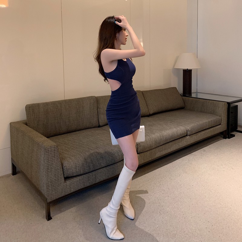 Đầm thun 3 lổ hờ eo sexy hot girl phong cách hong kong