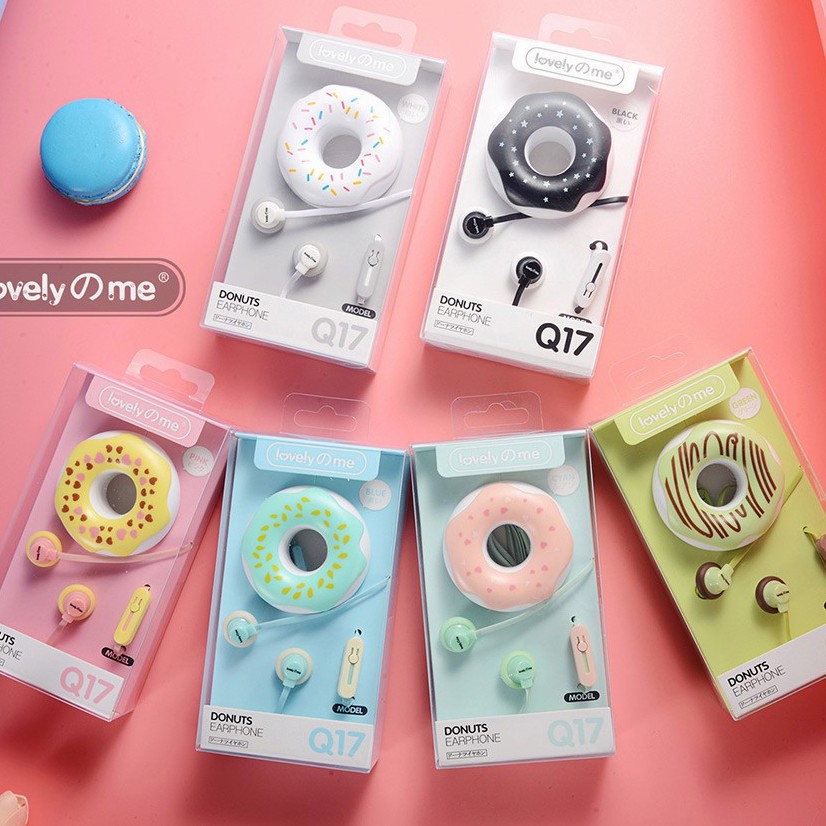 Tai Nghe In-Ear 3.5mm Hình Bánh Donut Có Mic Cho Iphone Xiaomi Huawei