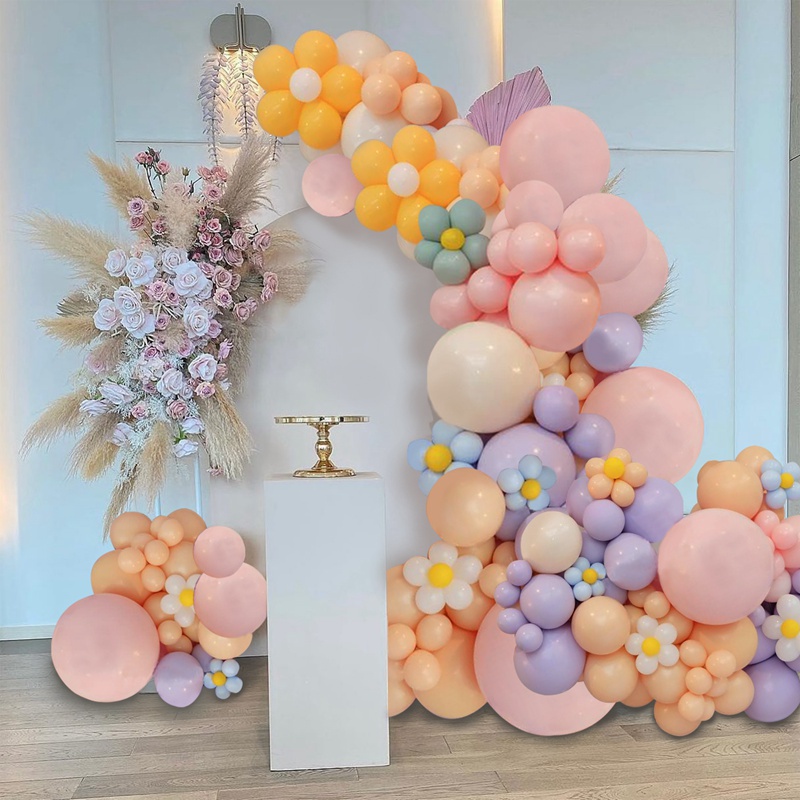 Set 147 Phụ Kiện Bong Bóng Hình Hoa Cúc Màu Kẹo Ngọt Trang Trí Tiệc