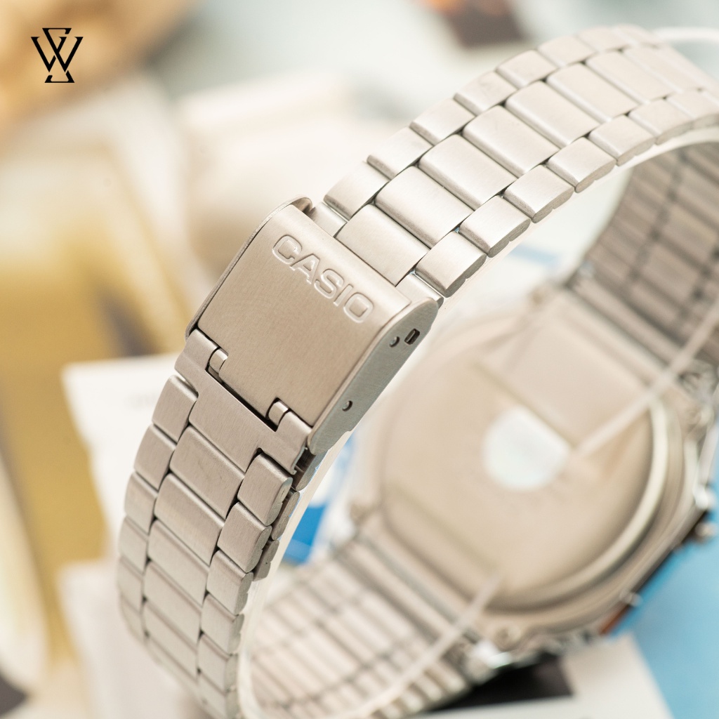 Đồng Hồ Điện Tử Nam Casio WATCHSTORE A168WA-1DF Thiết Kế Mặt Kính Vuông Nhựa 36mm, Dây Đeo Kim Loại Chắc Chắn