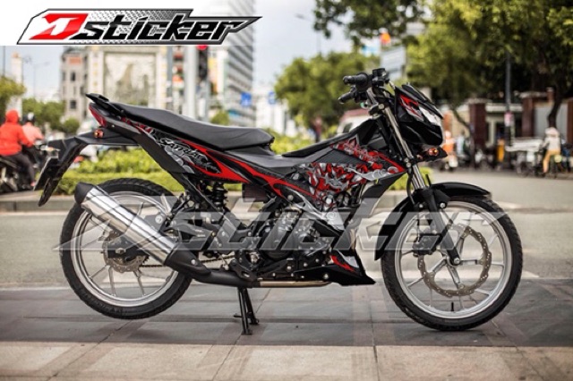 Tem Samurai Satria  Rời xe đen - tem đỏ