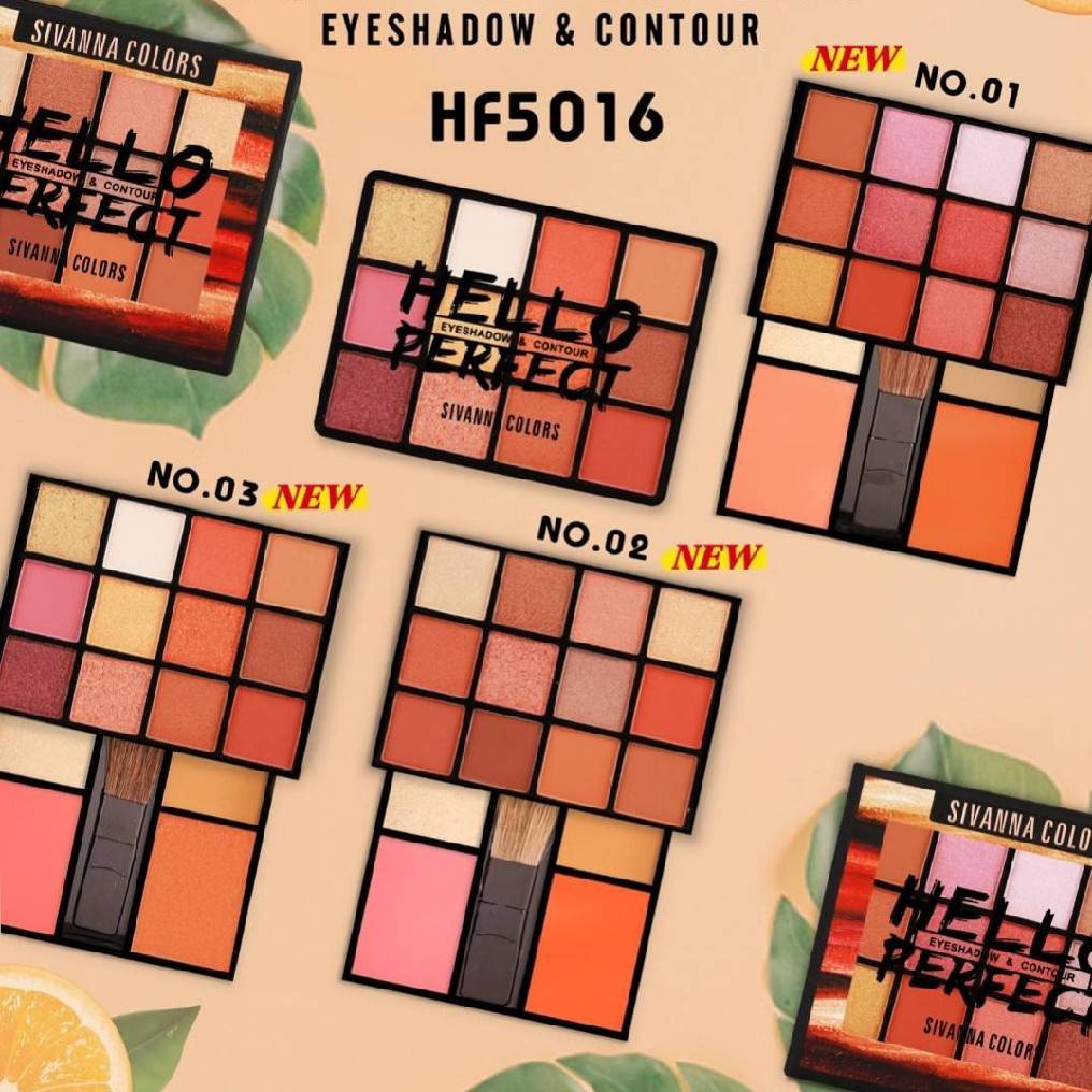 SIVANNA COLORS Eyeshadow & Contour HELLO PERFECT HF5016 Bảng Mắt Má Hồng Tạo Khối Sivanna Hello Perfect Phấn mắt và
