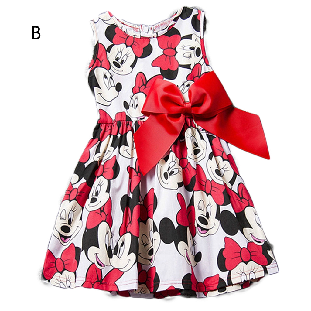 Đầm sát nách in hình chuột Mickey dễ thương cho bé gái