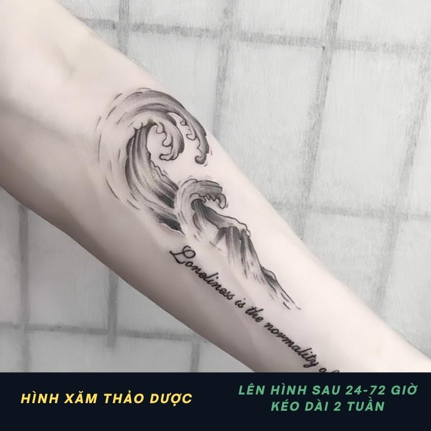 Hình Xăm Tạm Thời Funtattoo Hình Sóng Kết Hợp Chữ G25 Kéo Dài 15 Ngày