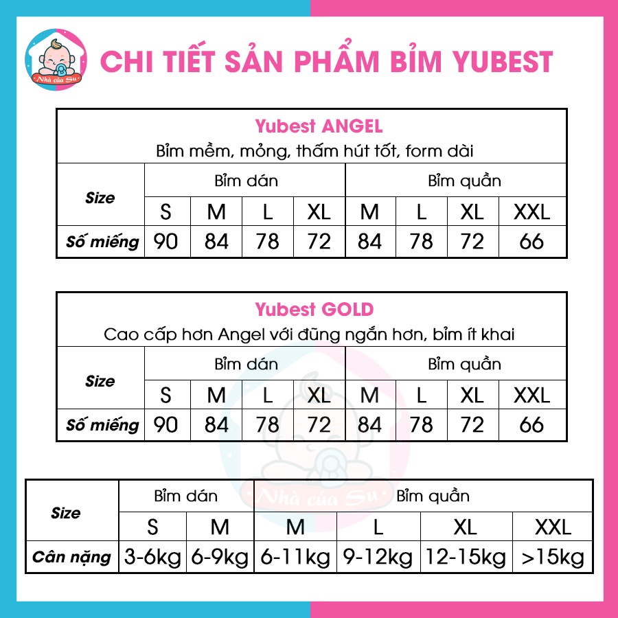 Bỉm Yubest FREESHIP Tã YUBEST Gold/ Angel nội địa Trung quần/dán S90, M84, L78, XL72, XXL66 Nhà của Su