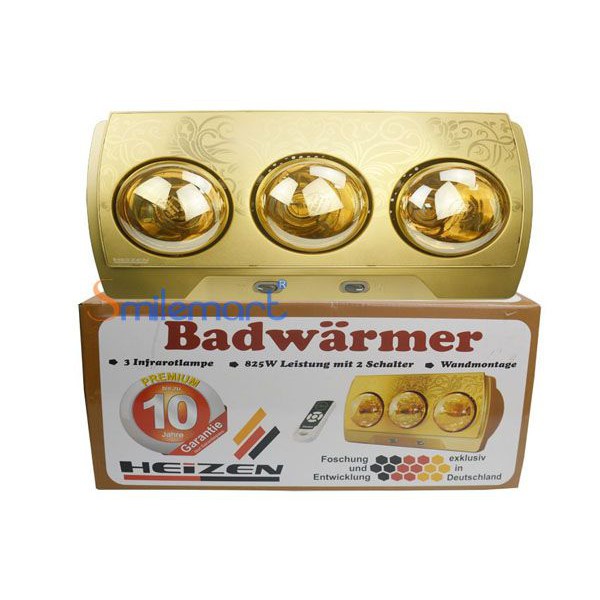 Đèn sưởi Heizen 3 bóng vàng HE3BR - Có điều khiển từ xa - Bảo hành chính hãng