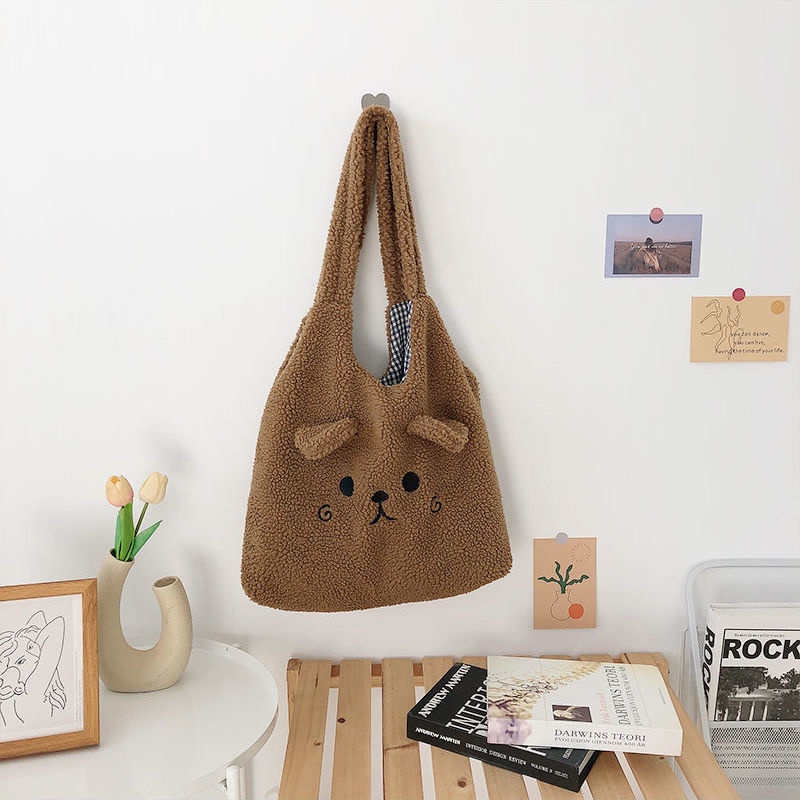 Túi Vải Canvas Đeo Vai Sức Chứa Lớn Thời Trang Dễ Thương Cho Nữ