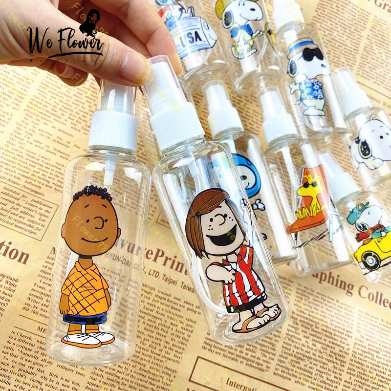 [Hàng mới về] Chai Xịt Rỗng 50ml / 100ml Bằng Nhựa In Hình Snoopy Dễ Thương Đa Năng Tiện Dụng