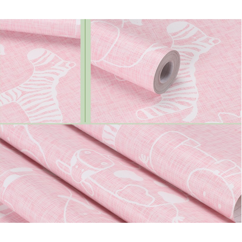 Decal giấy dán tường vườn thú hồng