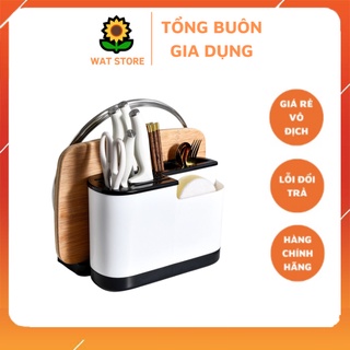 Ống đựng đũa thìa cắm dao thớt khay kệ để nắp vung kết hợp đa năng thông minh