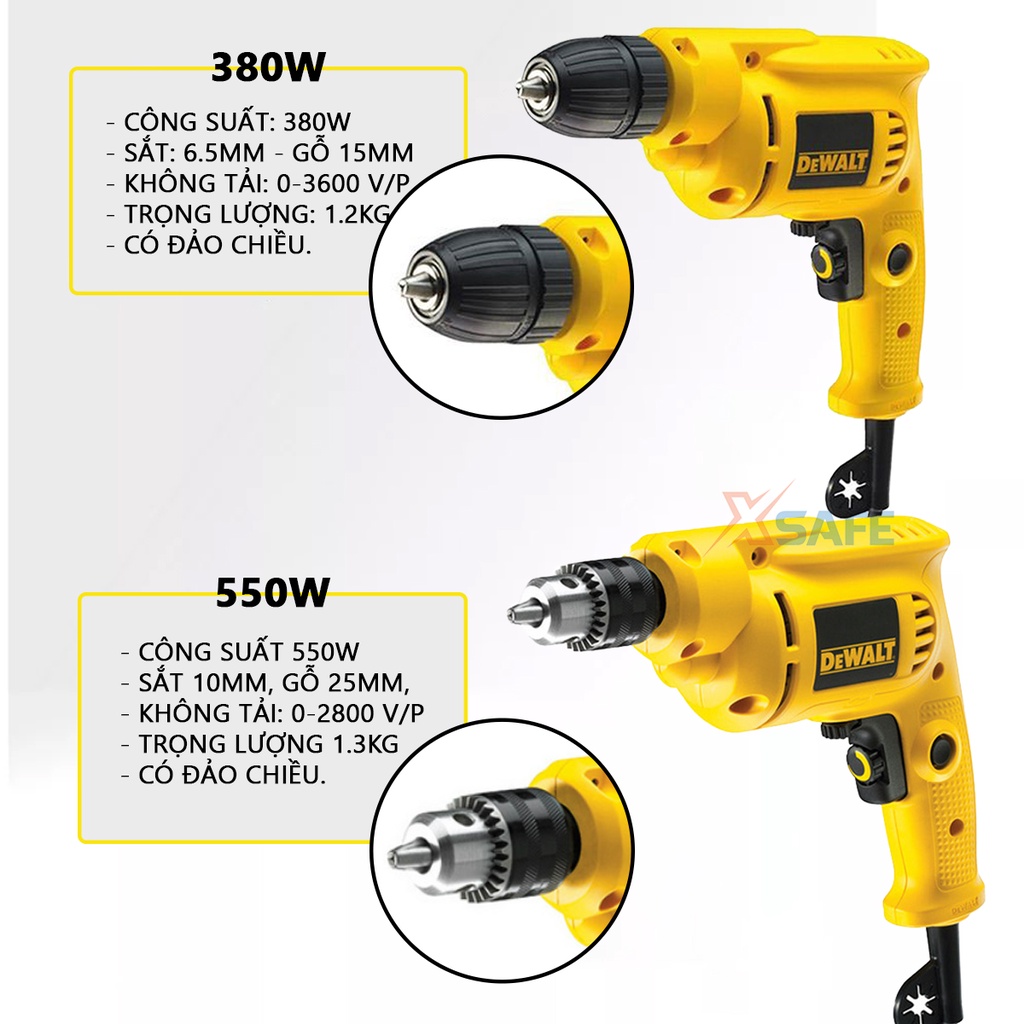 Máy khoan đa năng 380w-550w Dewalt, máy khoan sắt dùng điện có khả năng khoan sắt và gỗ, khả năng đảo chiều[CHÍNH HÃNG]