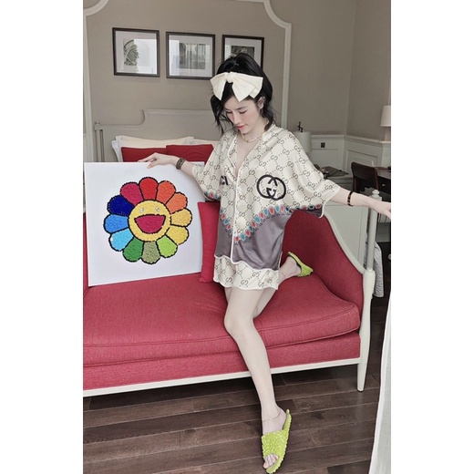 Đồ Bộ Nữ [FREESHIP] Đồ Ngủ Nữ pyjama đùi phối hình hoạ tiết động vật, Đồ Ngủ Lụa trẻ trung đáng yêu 40-60kg | BigBuy360 - bigbuy360.vn