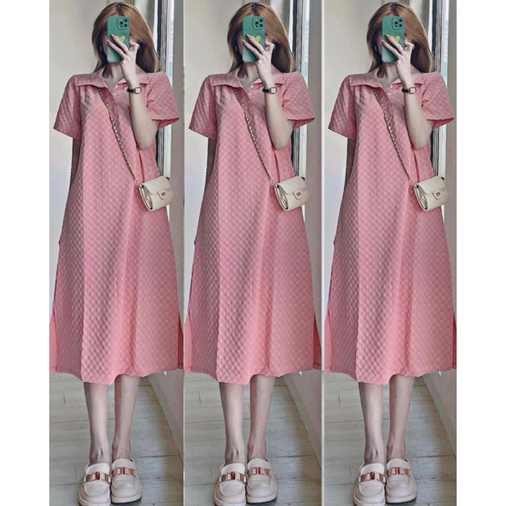 Đầm Bầu Váy Bầu Mùa Hè Thiết Kế Công Sở Cổ Sơ Mi Xinh Xắn Sang Chảnh Dáng Xuông M579 Mom and Baby