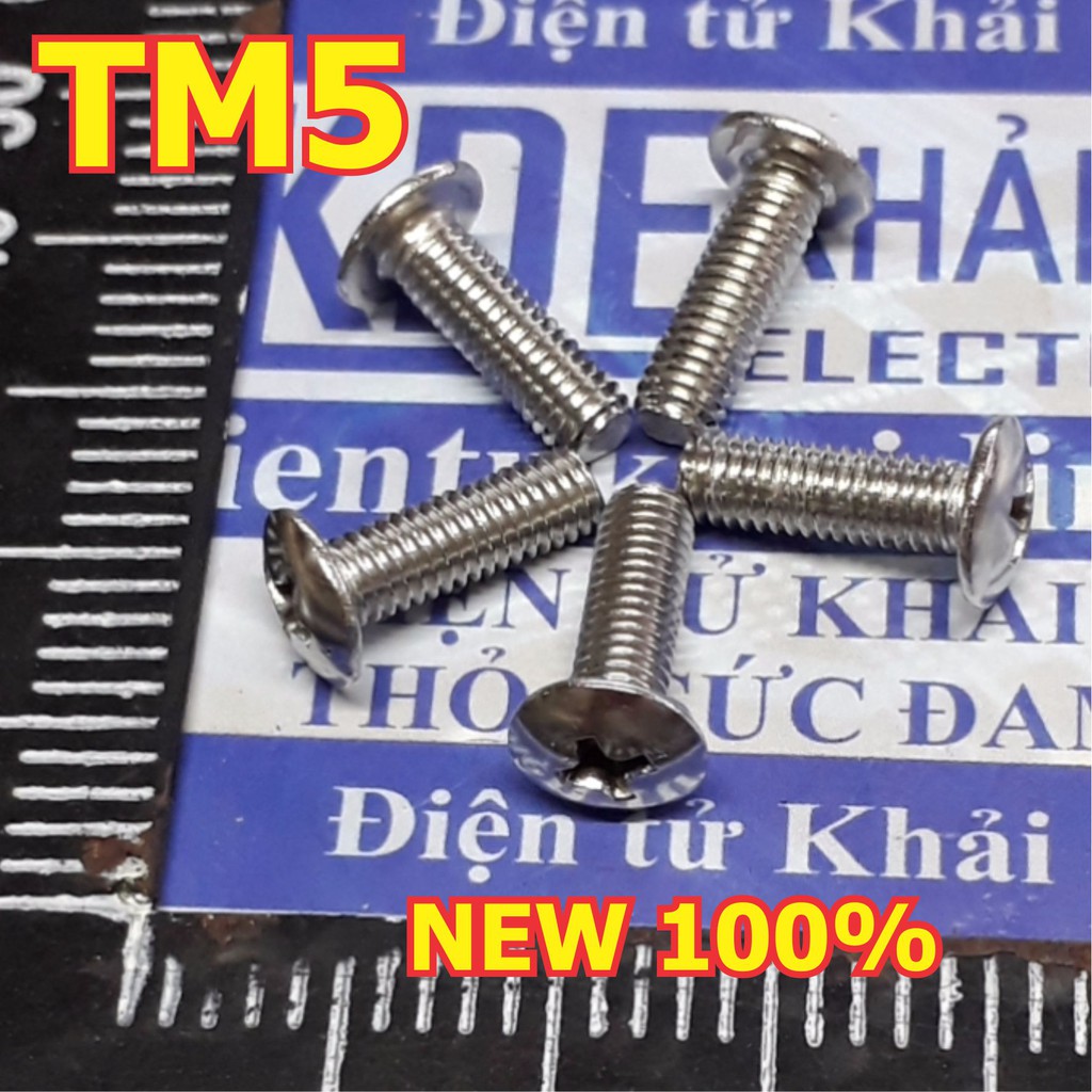 Bulong bu lông vít Kake M5 TM5 inoc inox 4 chấu đầu +, đầu dù tròn, dài 6mm đến 60mm kde5085